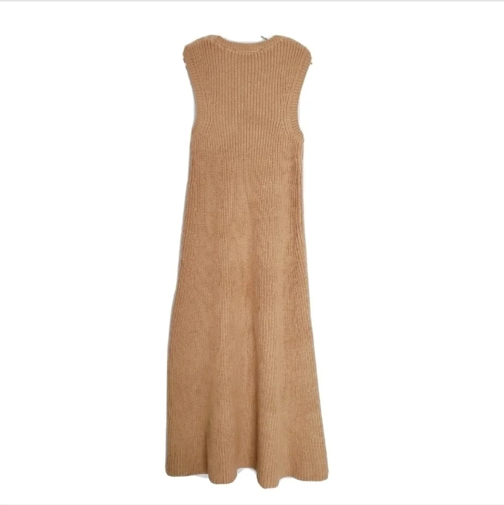 Zara Cable Knit A Line Dress In Tan